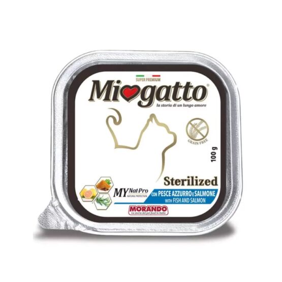 MioGatto, Pate with Fish and Salmon Sterilized Wet Cat Food , 100 g